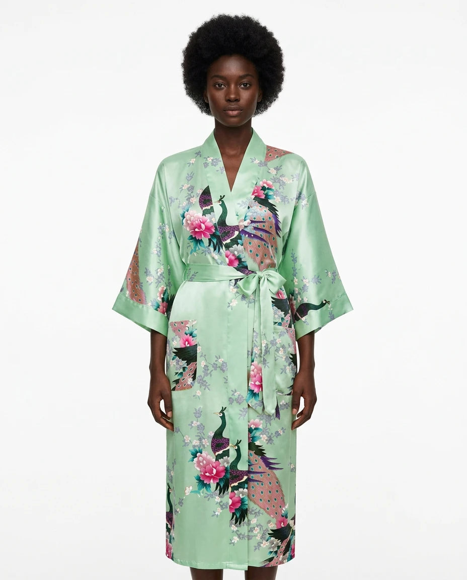 Pyjama Satin Femme Kimono Soie - Variation 1