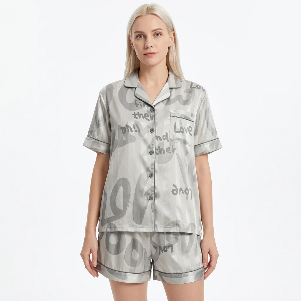 Pyjama Satin Femme Short Imprimé - Variation 1