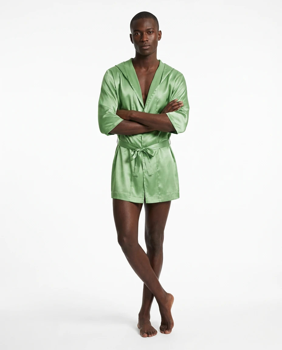 Pyjama Satin Homme Peignoir Short - Variation 1