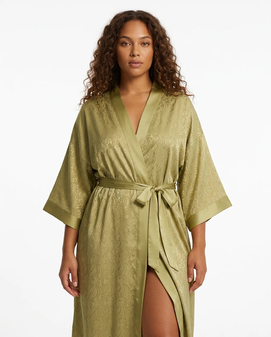 Pyjama Satin Kimono Jacquard Femme - Variation 1