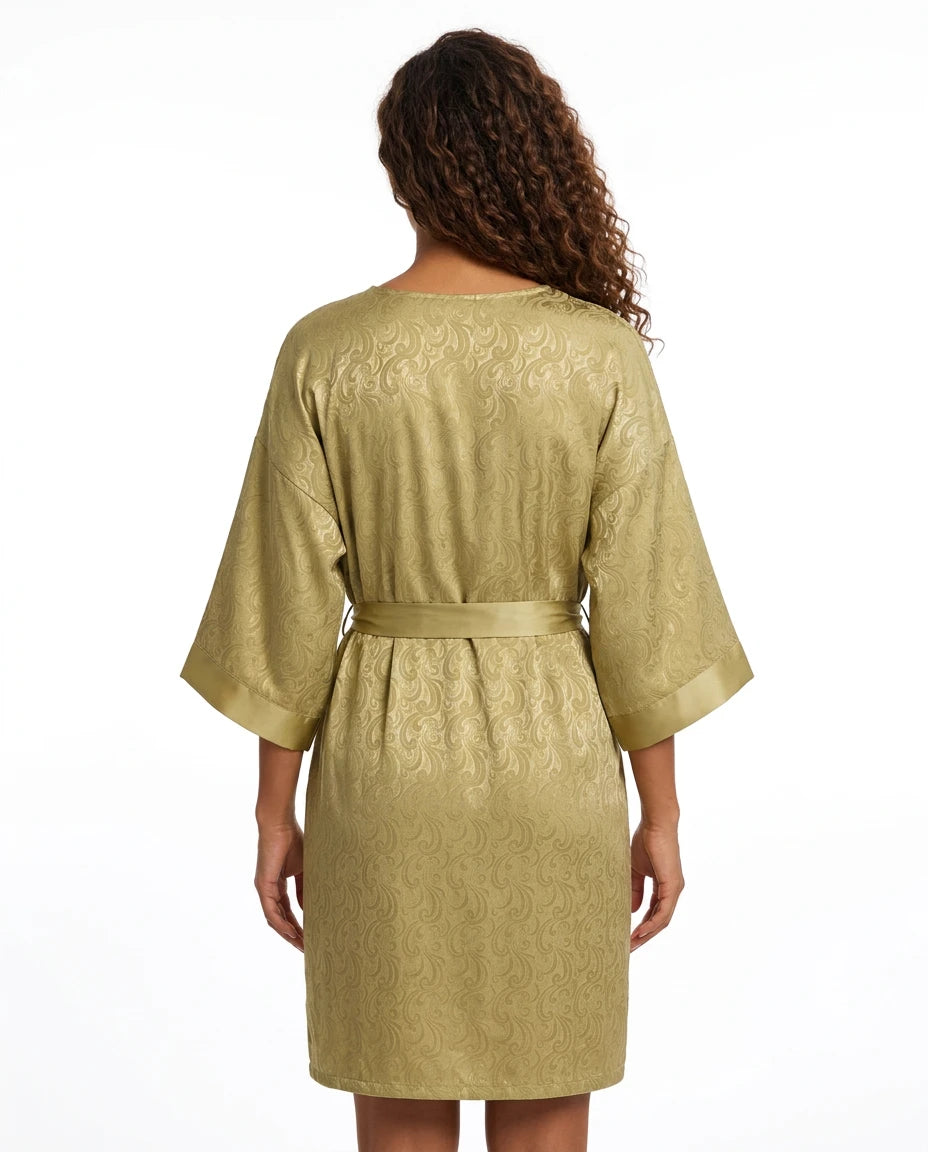 Pyjama Satin Kimono Jacquard Femme - Variation 2