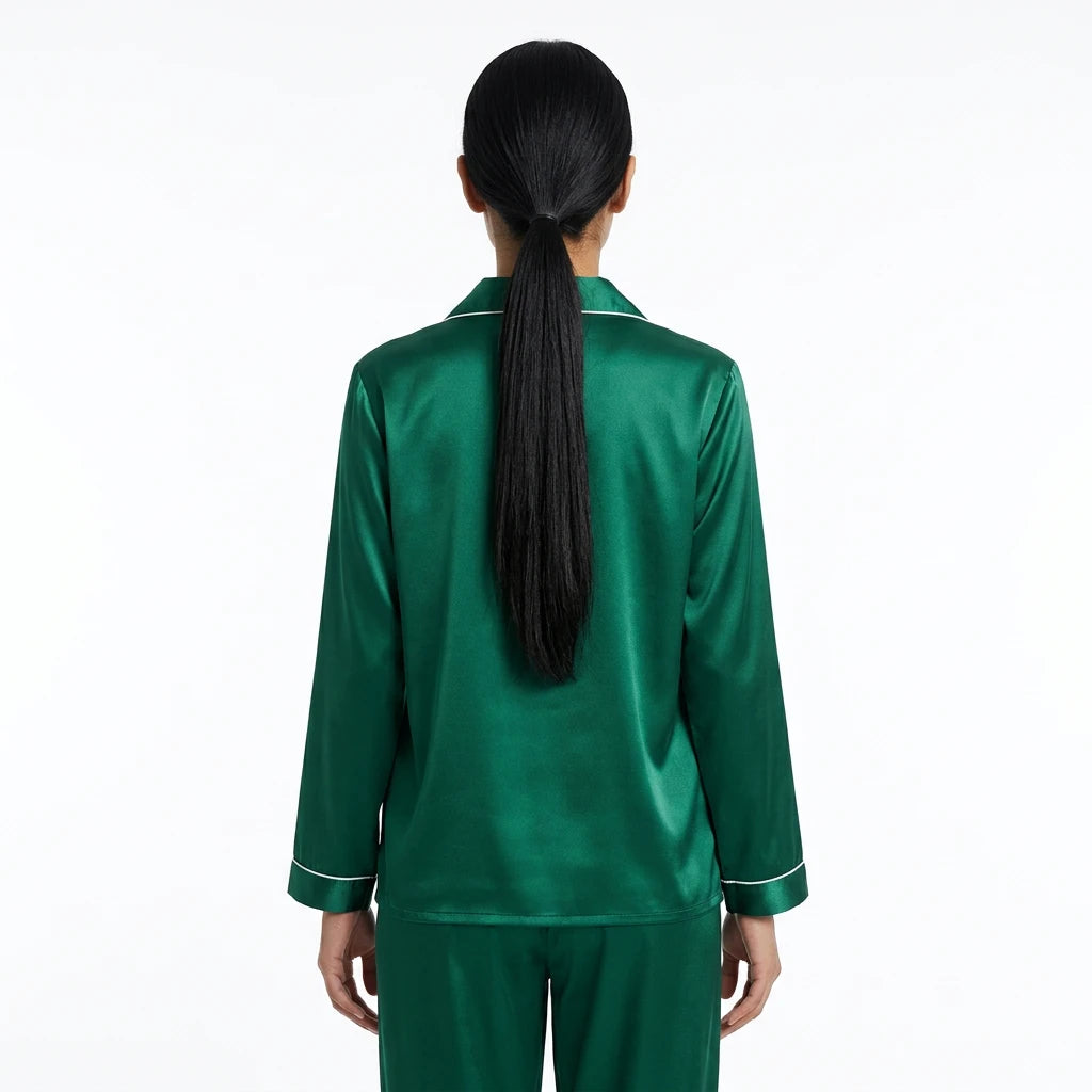 green satin pyjamas - Variation 2