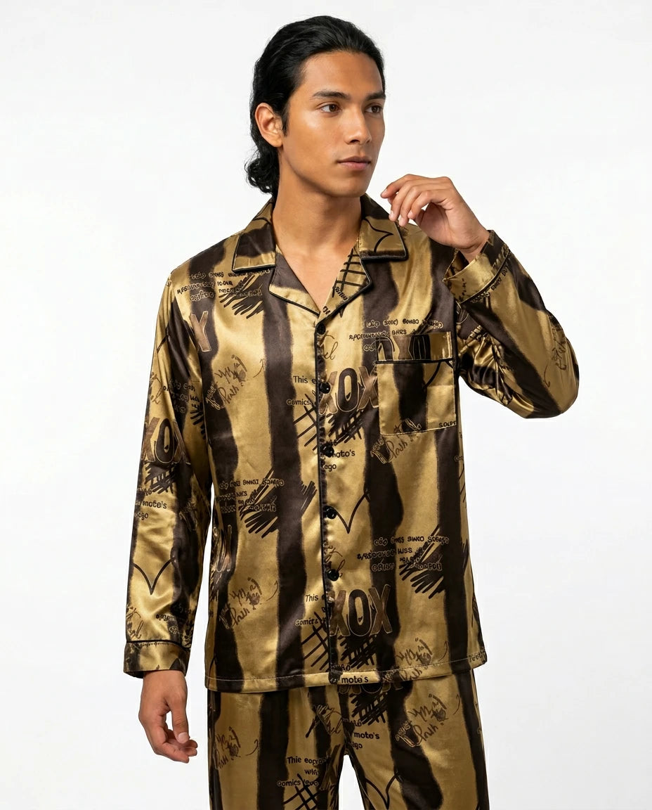 Pyjama Satin Homme Grande Taille Imprimé - Variation 2