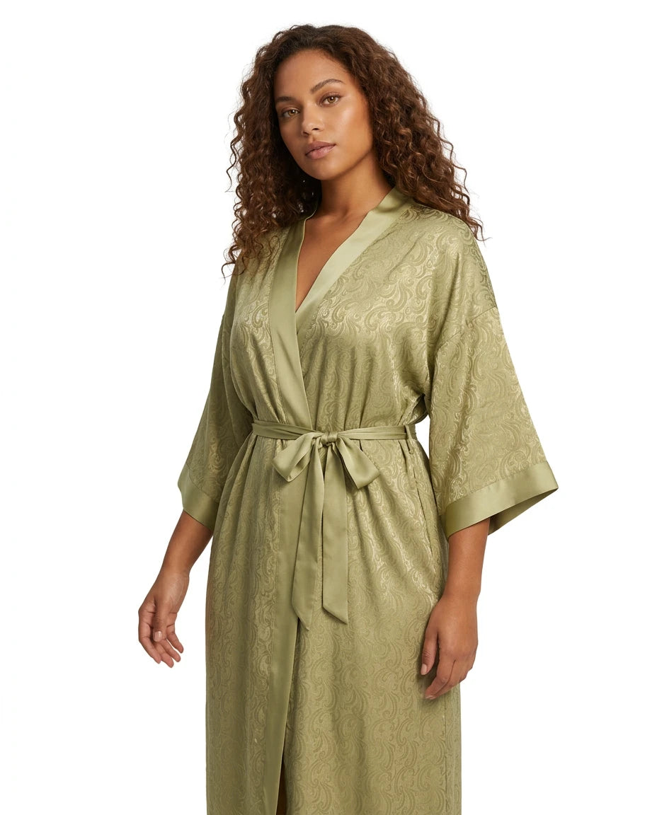 Pyjama Satin Kimono Jacquard Femme - Variation 3