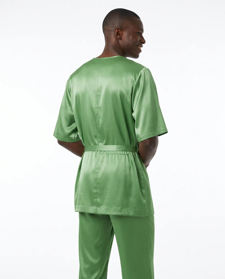Pyjama Satin Homme Peignoir Short - Variation 3