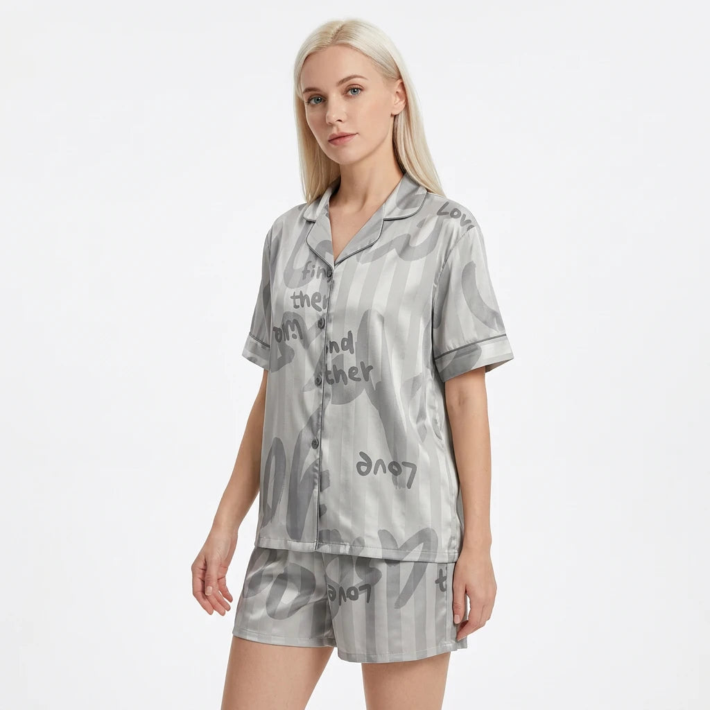 Pyjama Satin Femme Short Imprimé - Variation 3