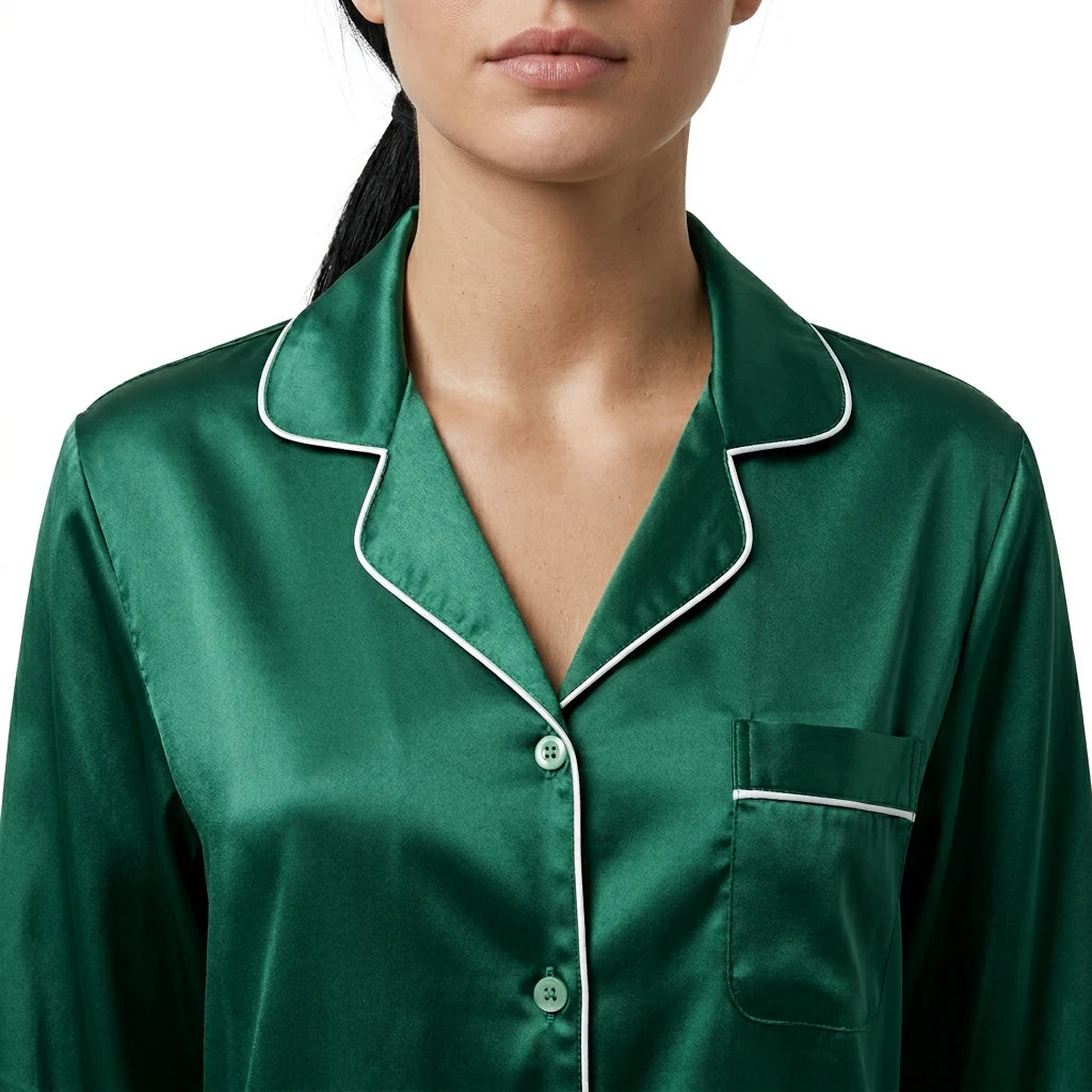 green satin pyjamas - Variation 4