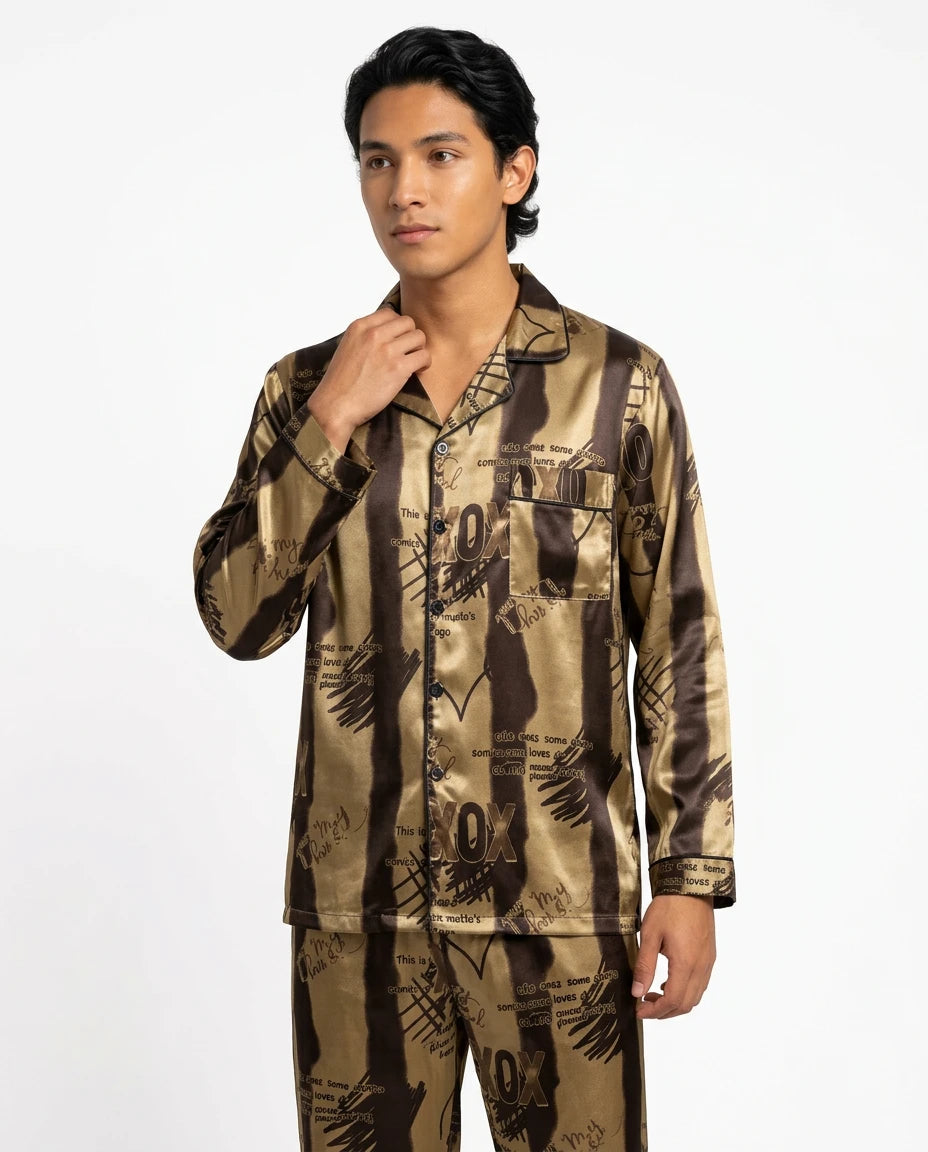 Pyjama Satin Homme Grande Taille Imprimé - Variation 4