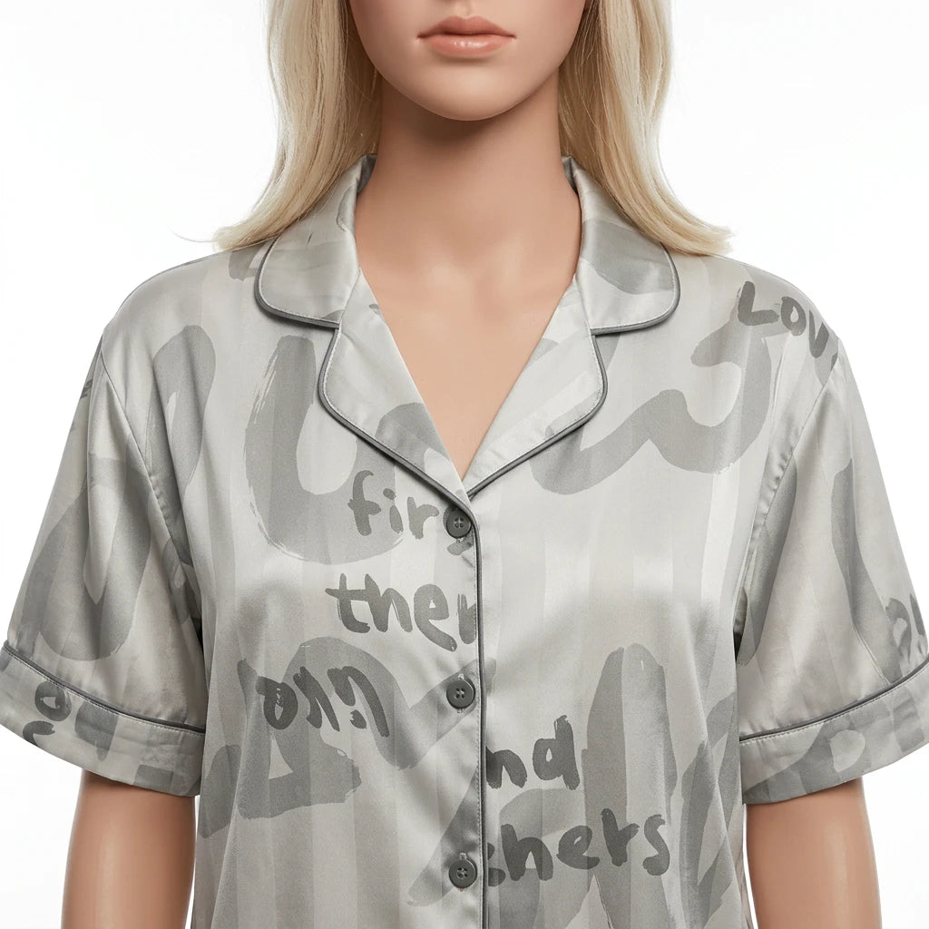 Pyjama Satin Femme Short Imprimé - Variation 4